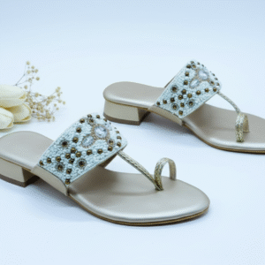 Embroidered Pearl Toe-Ring Flats